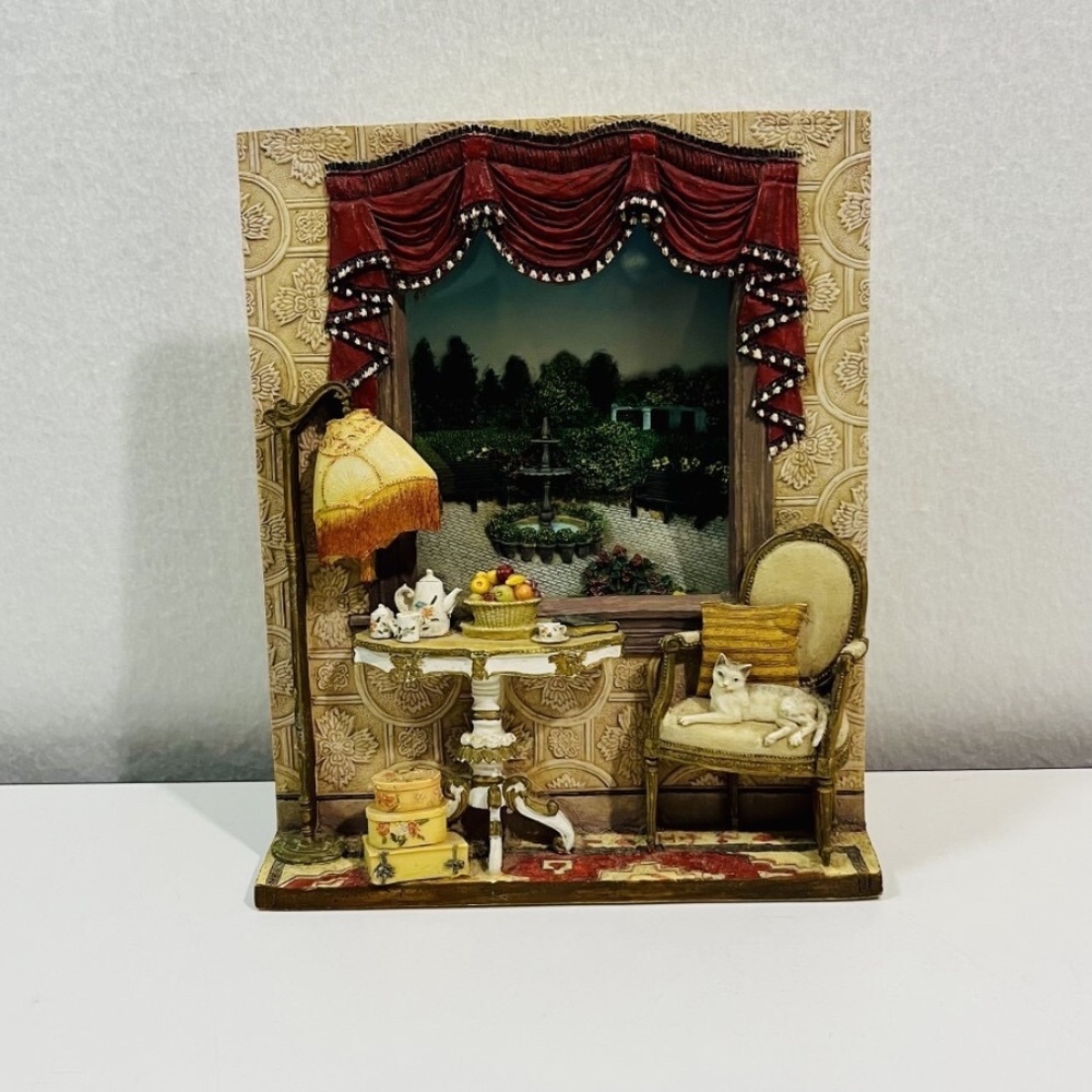 VTG RARE Santini Italy Window Scene Country Cottage Resin Detailed Handmade 3D